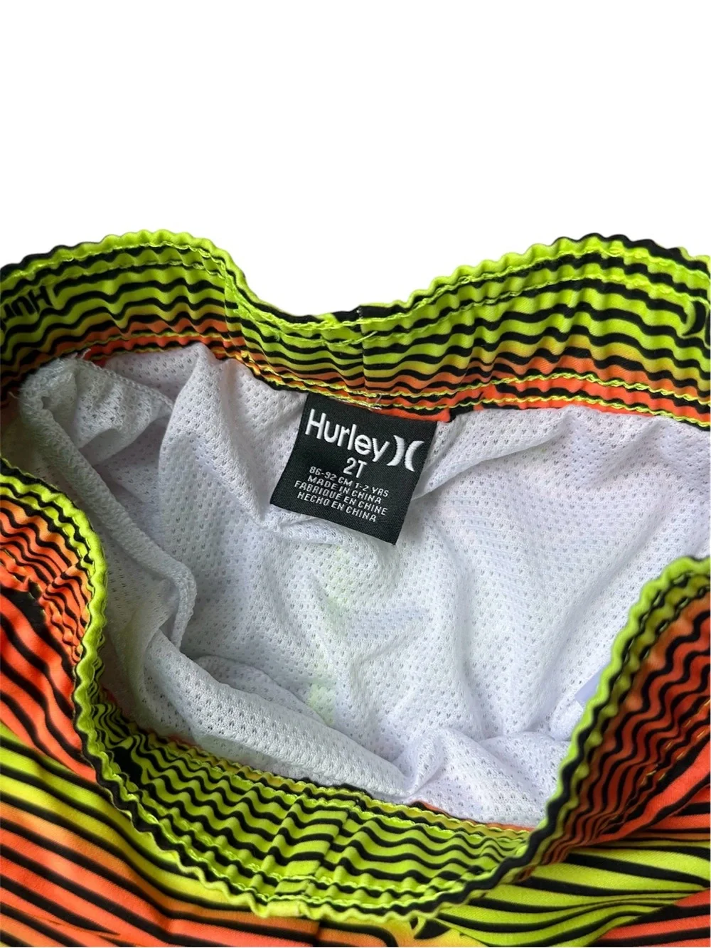 Hurley Toddler Boys Orange green lined UPF 50+ swim trunks